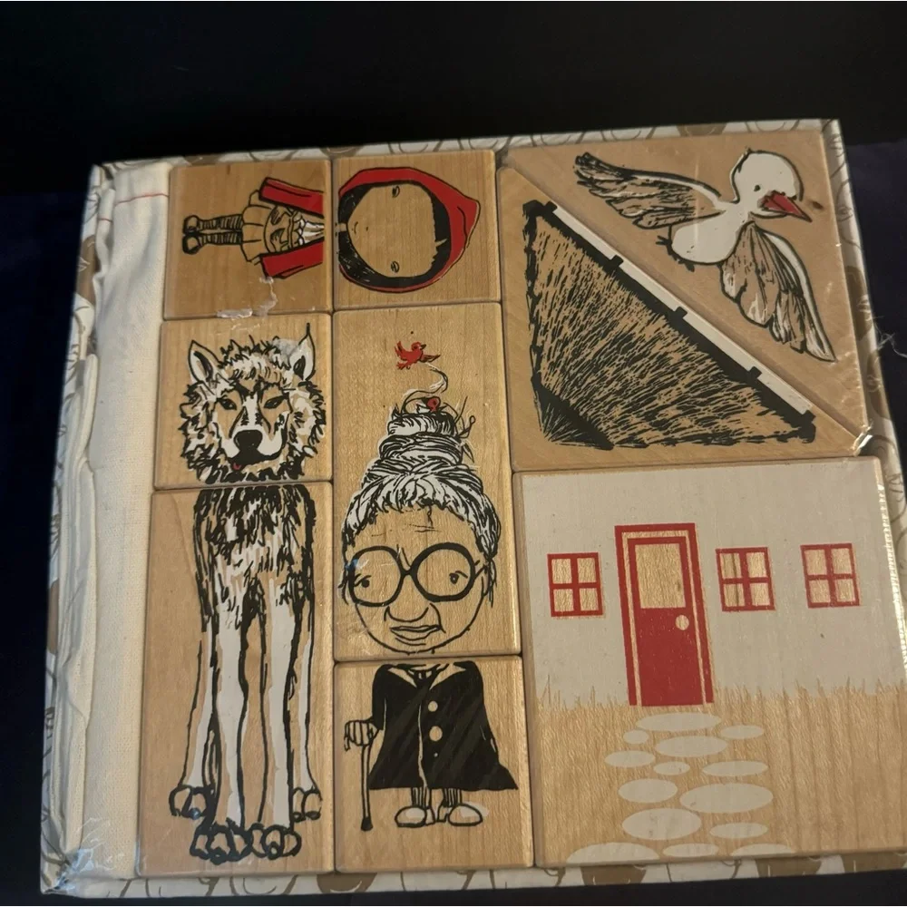 Fidoodle Wood Blocks Fairytale Mashup Little Red Riding Hood Peter Wolf NWOT